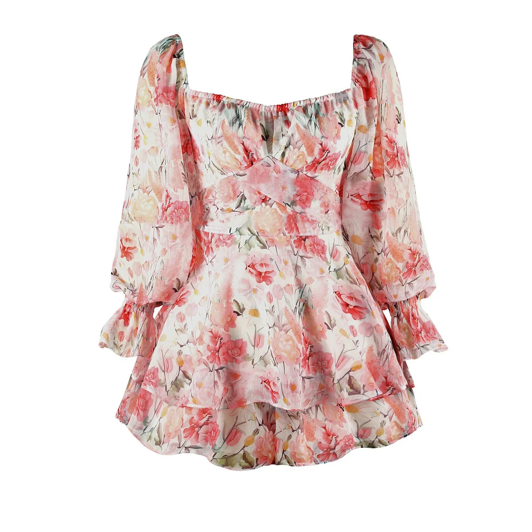 Zingj Floral Sexy Backless Square Collar Long Pants