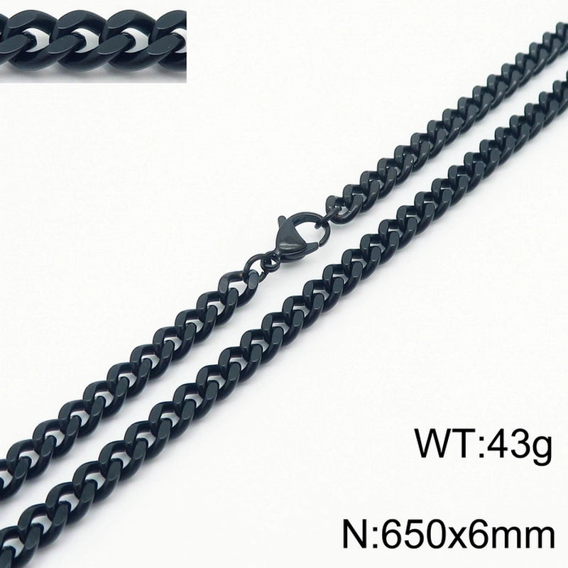 Fashion Simple Bracelet Stainless Steel Six-Sided Grinding Chain Choker Necklace