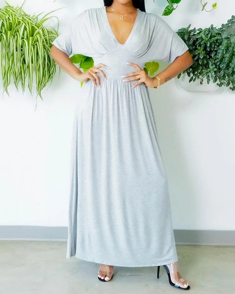 Women's Bat Sleeve V-Neck Dress