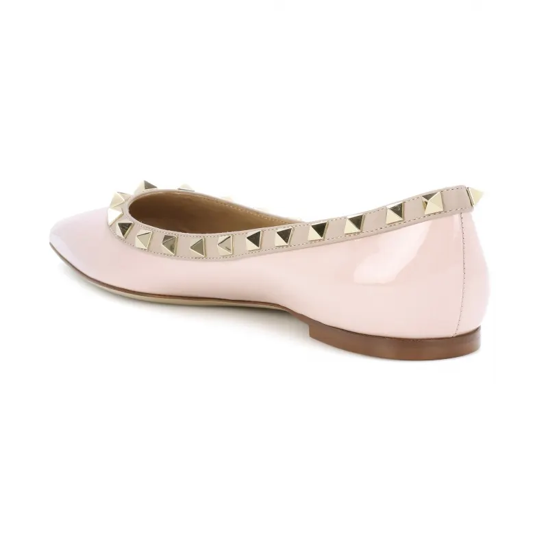 Pointed Toe Flats For Women Fashion Rivets Comfort Ballet Flats Pink Shoes-vocosishoes