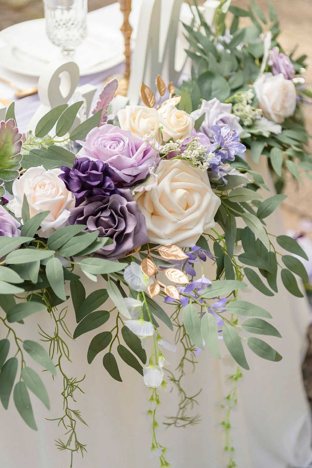 Head Table Flower Garland in Lilac & Gold