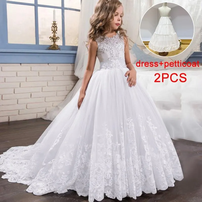 2021 Summer Send Lining Bridesmaid Dress For Elegant Kids Dresses For Girls Children Wedding Formal Girl Party Princess Dress