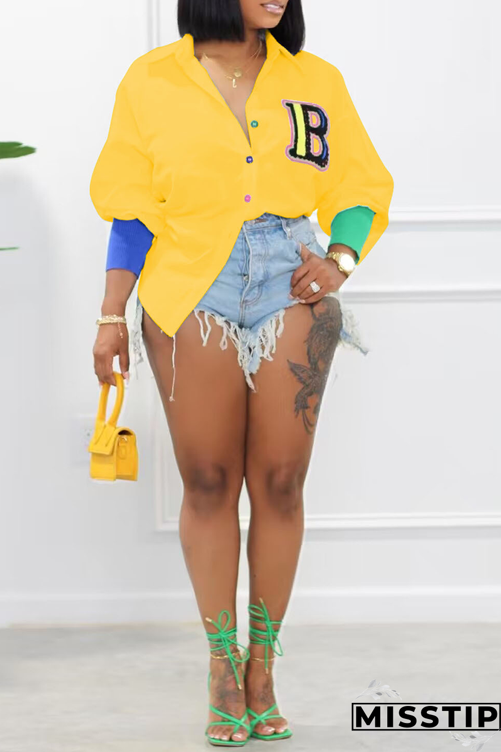 Black Casual Print Patchwork Turndown Collar Shirt Dress Dresses