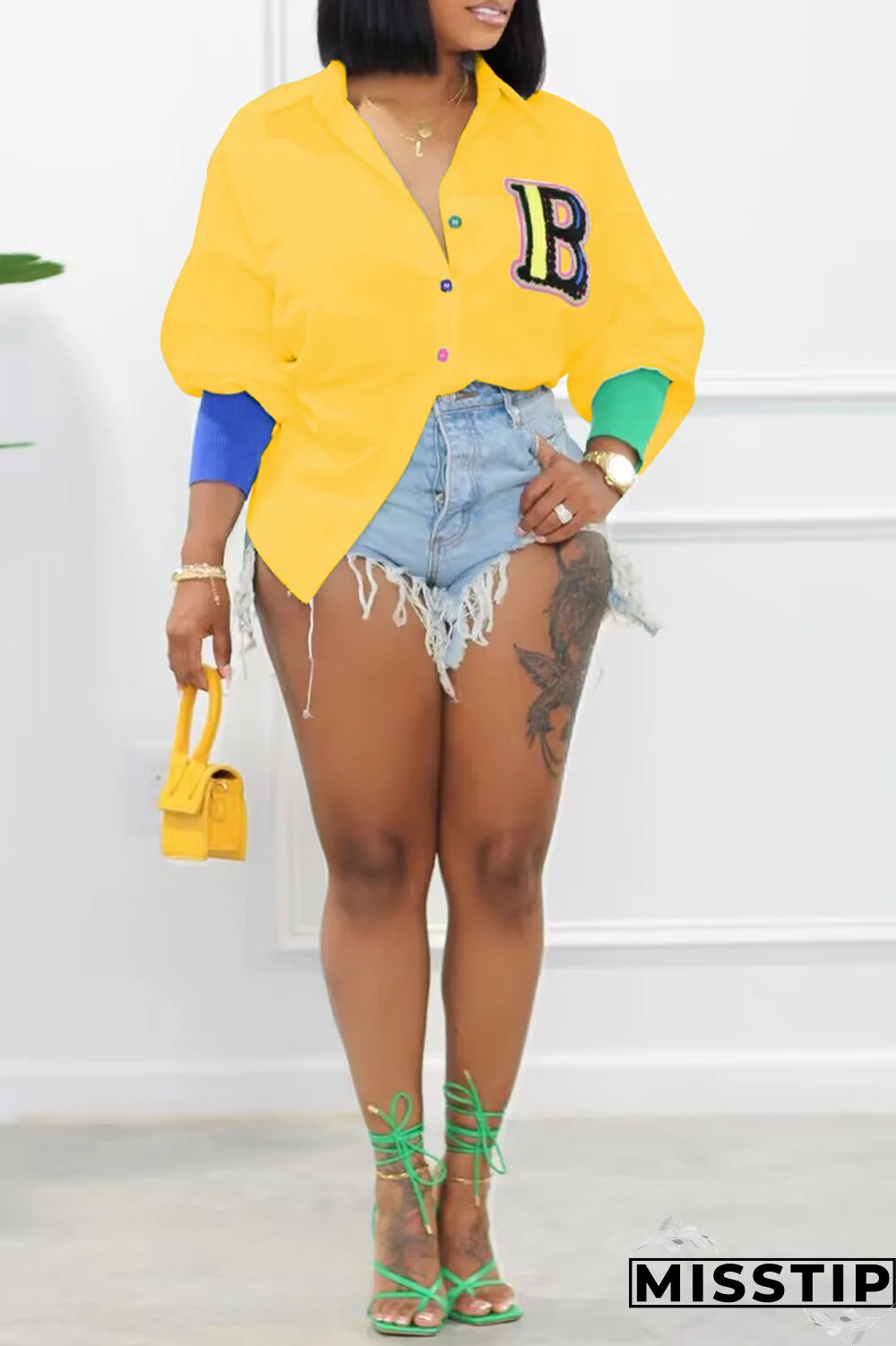 Black Casual Print Patchwork Turndown Collar Shirt Dress Dresses