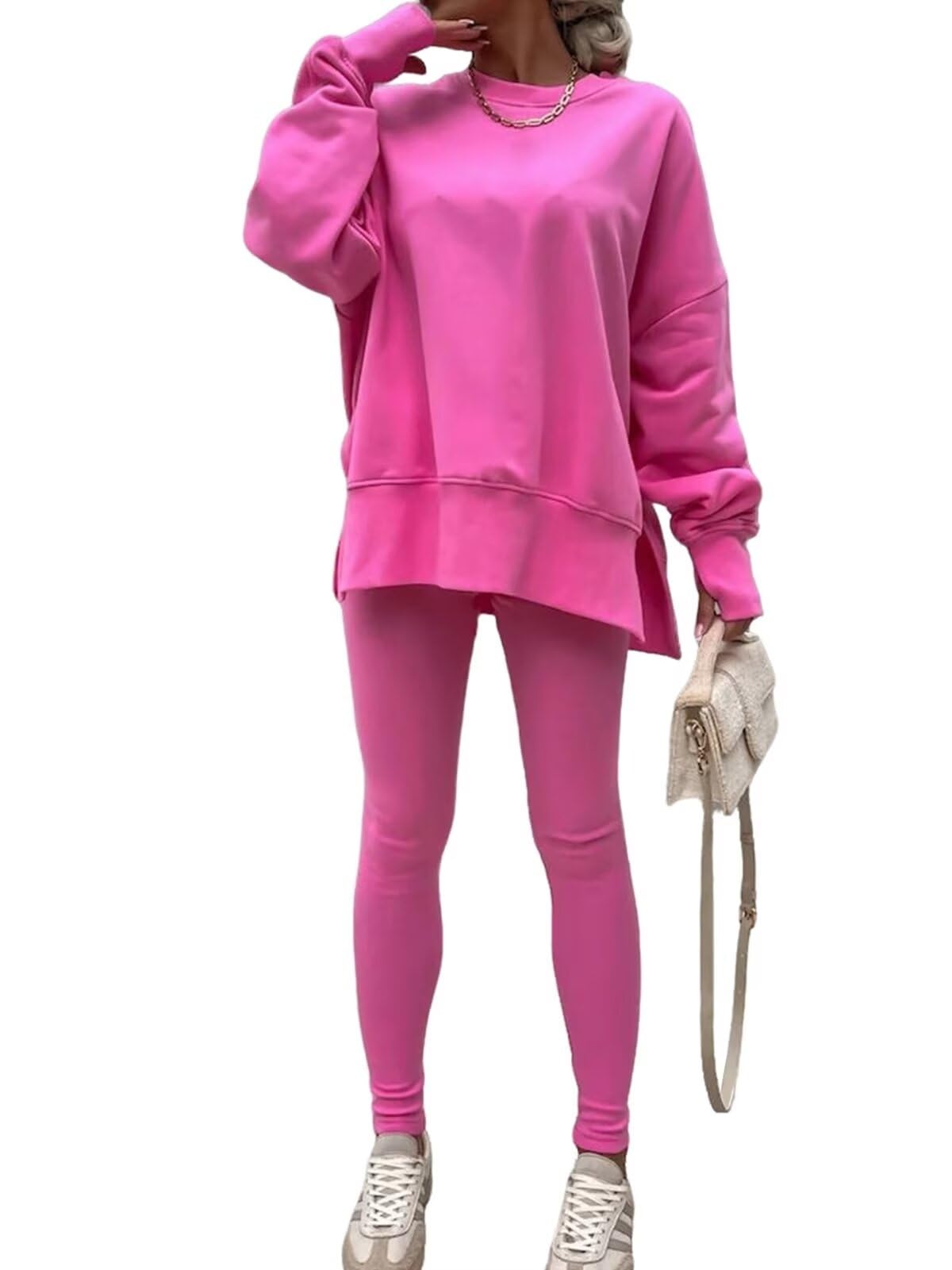 Solid Color Casual Pullover Sweatshirt Two-piece Set