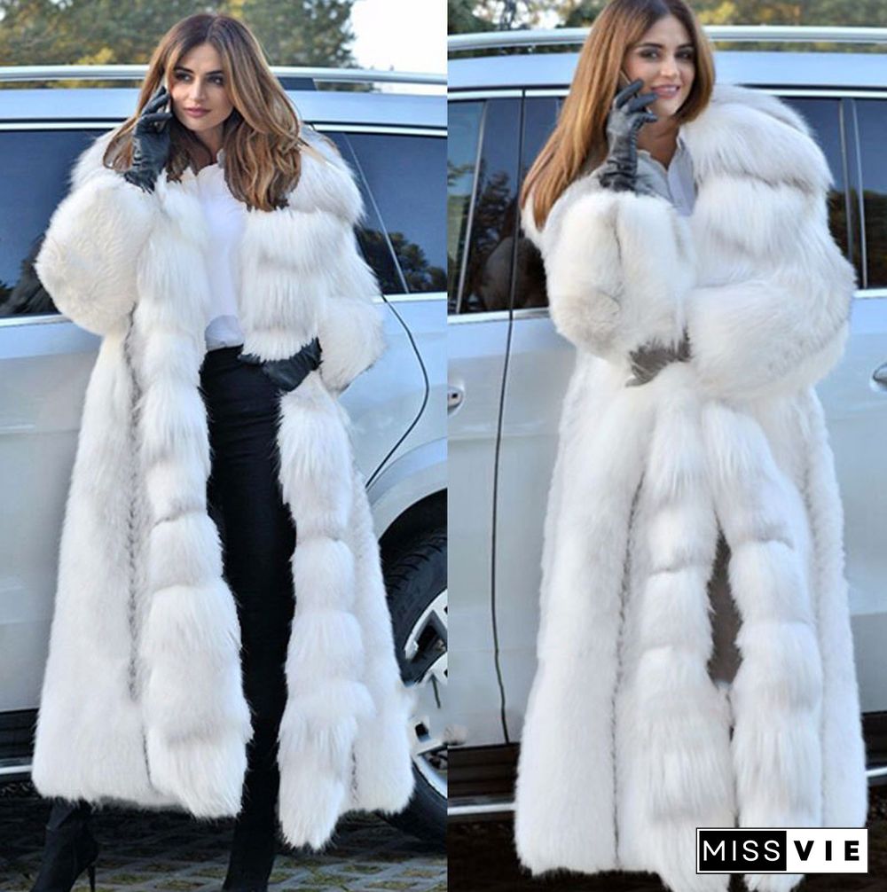 Fur Coat Warm Winter Coats for Women Womens Coats and Jackets Plus Size Hooded White One Piece of Fur Abrigos De Mujer Chaquetas De Mujer Casacos De Inverno Feminino