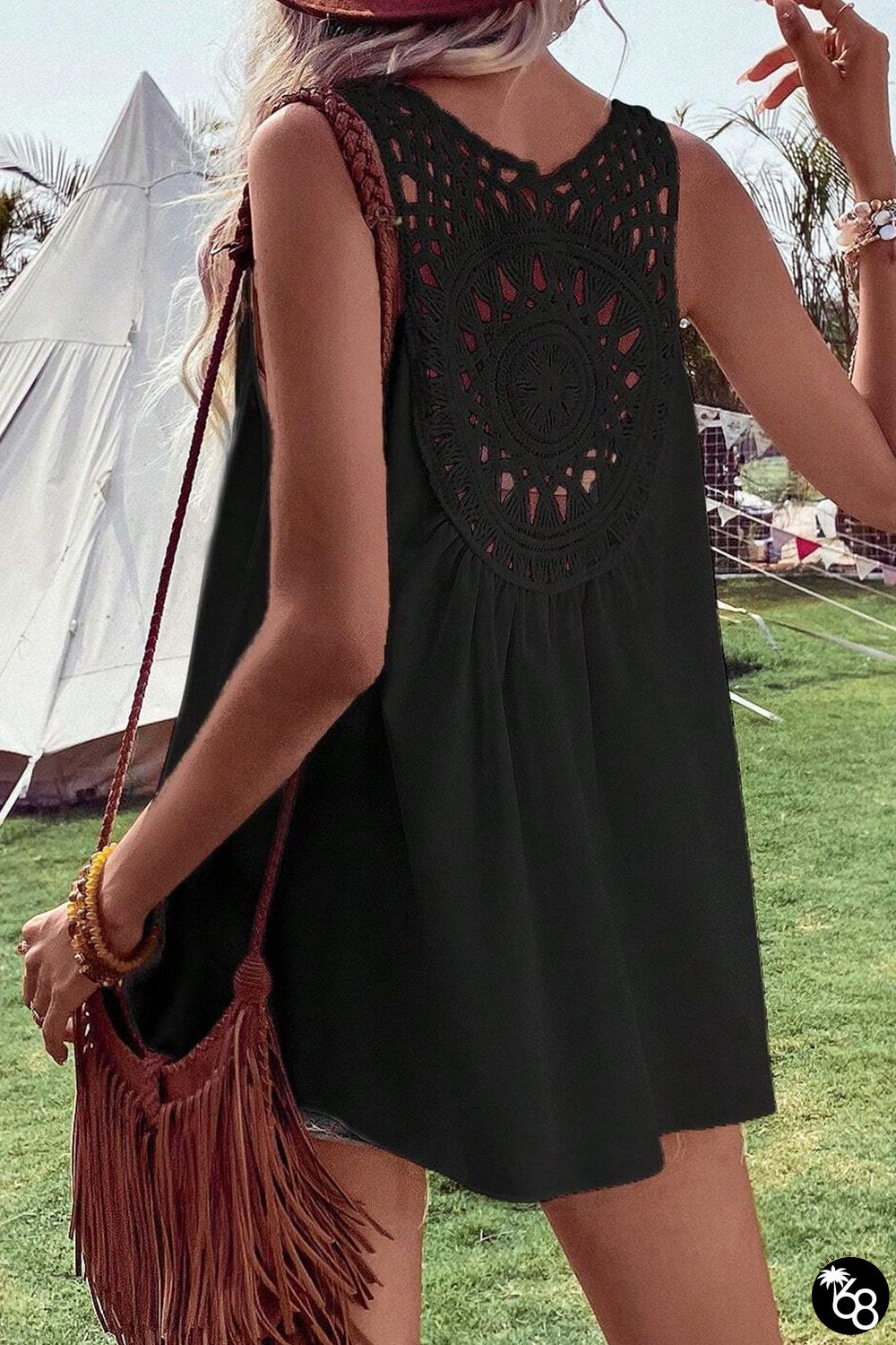 Bohemian Crochet Patchwork Sleeveless Tunic | 168DEAL