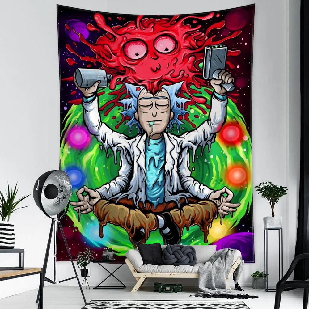 Cartoon Animal Character Tapestry Wall Hanging 3D Printing Psychedelic Witchcraft Mysterious Aesthetics Room Home Decor
