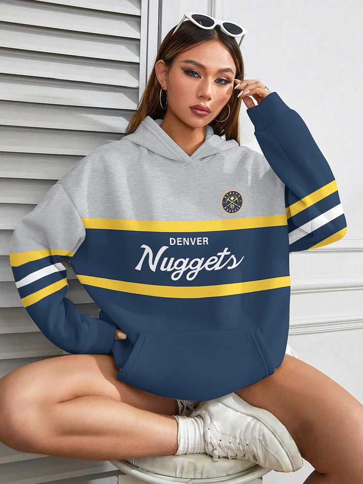 Denver Nuggets Printed Hooded Pocket Pullover Hoodie