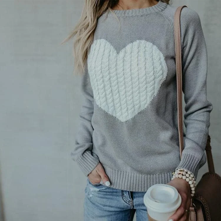 4 Colors Heart Cute Long Sleeve Pullover Knitting jumper S12998