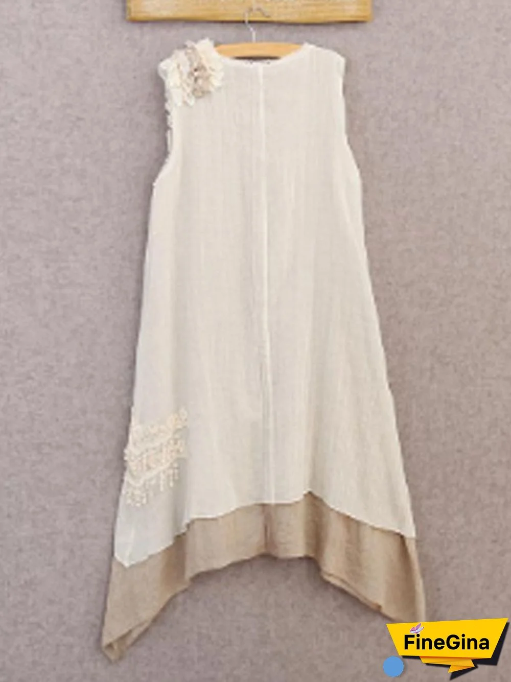 Women Sleeveless A-Line Patchwork Women Casual Summer Weaving Dress