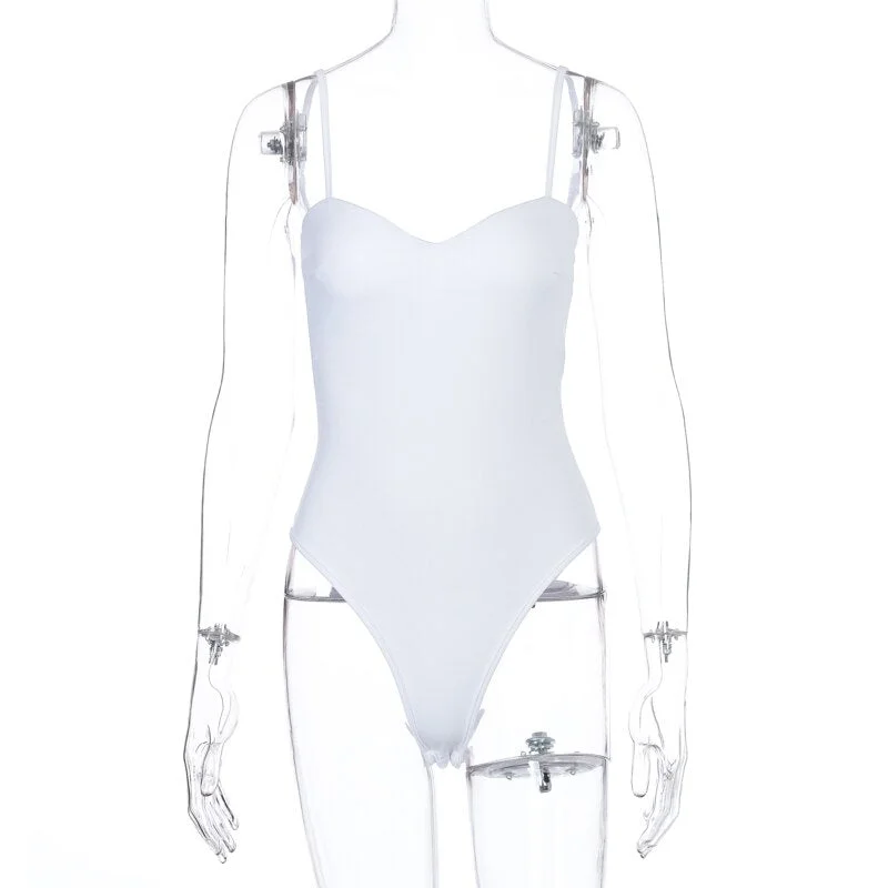 Dulzura solid strap women bodysuit bodycon sexy backless streetwear elegant 2020 summer clothes party club thong body basic