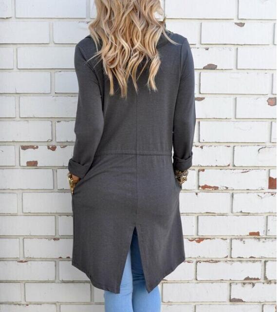 Solid Color Plus Size Women’s Long Sleeved Cardigan