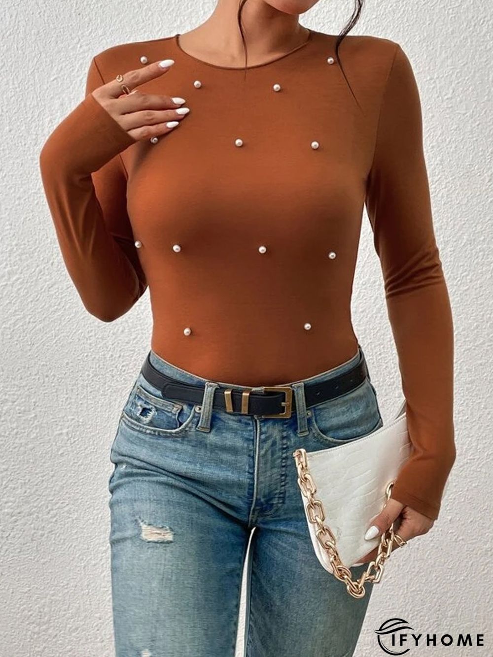 Casual Beaded T-Shirt | IFYHOME