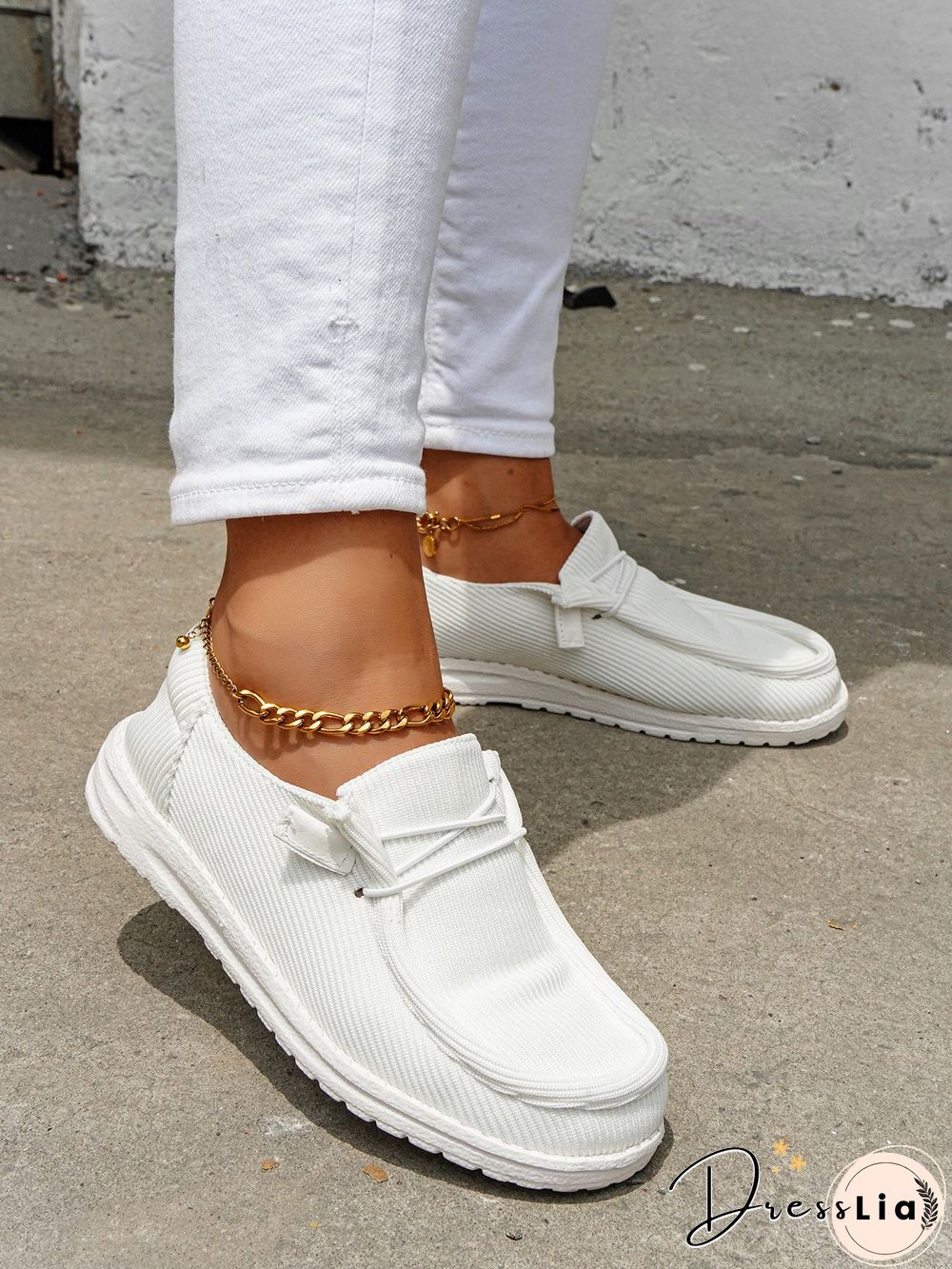 Casual Light Lace Up Flats Canvas Shoes