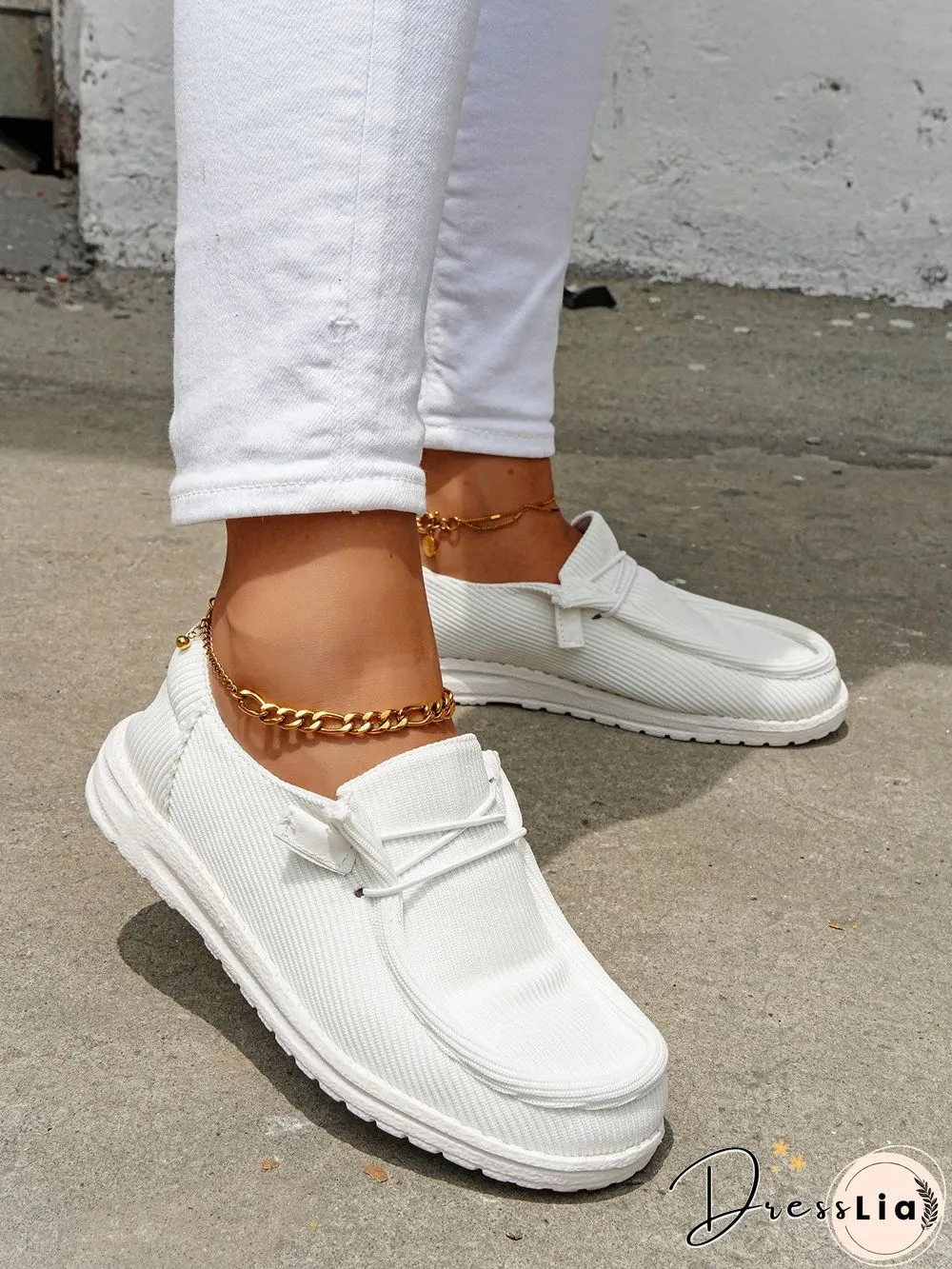 Casual Light Lace Up Flats Canvas Shoes