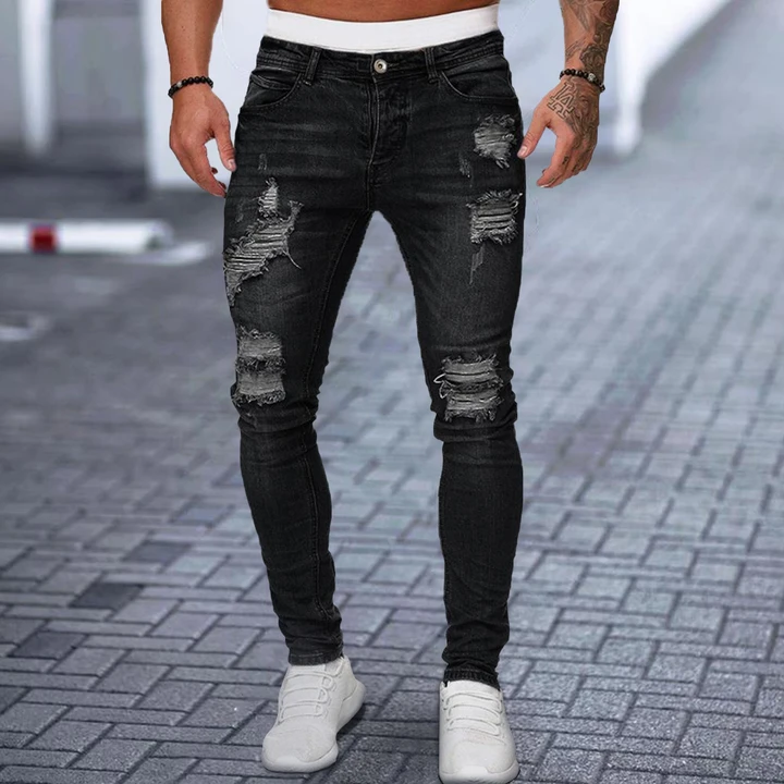 BrosWear Casual Beggar Style Solid Color Jeans