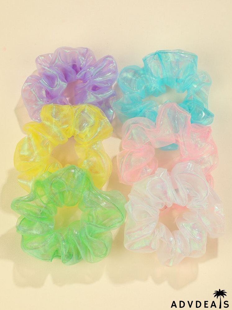 6pcs Solid Mesh Scrunchie