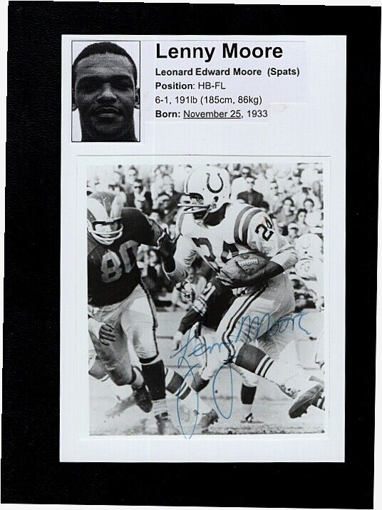 LENNY MOORE-BALTIMORE COLTS 4X6 AUTOGRAPHED GLOSSY Photo Poster painting-HOF