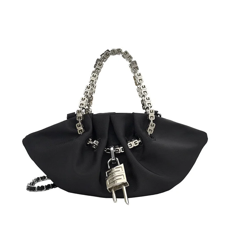 Fashion Niche Dumpling Lock Chain Half Moon Black Ladies Banquet Crossbody Dinner Bag 2022 Luxury Brand  Handbags Womens Bag