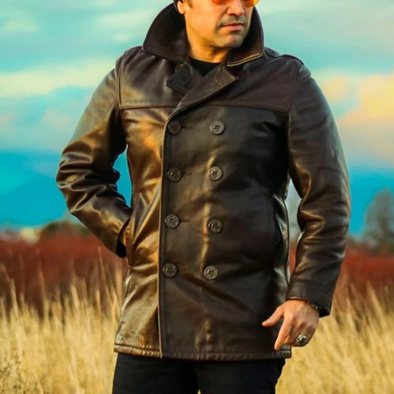 Men's Vintage Classic Black Leather Zip Jacket