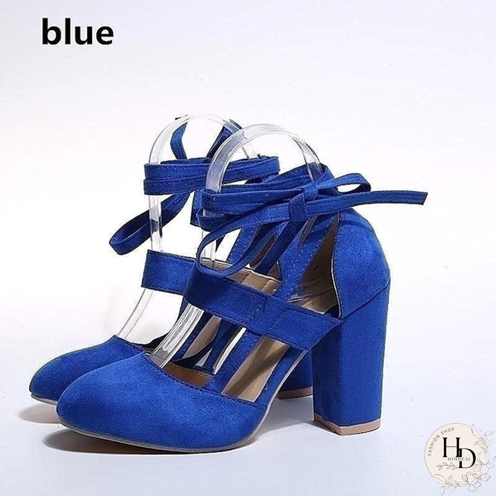 Women Sexy Heels 5 Colors Suede Straps Thick High Heeled Shoes Summer Party Sandals