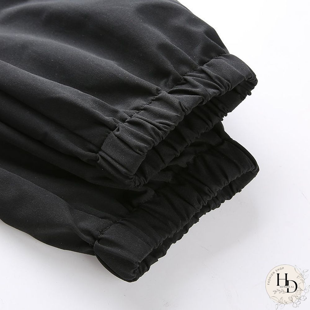 Harajuku Pants Fashion Hollow Out High WaistCargo Women Elastic Solid Black TrousersNew
