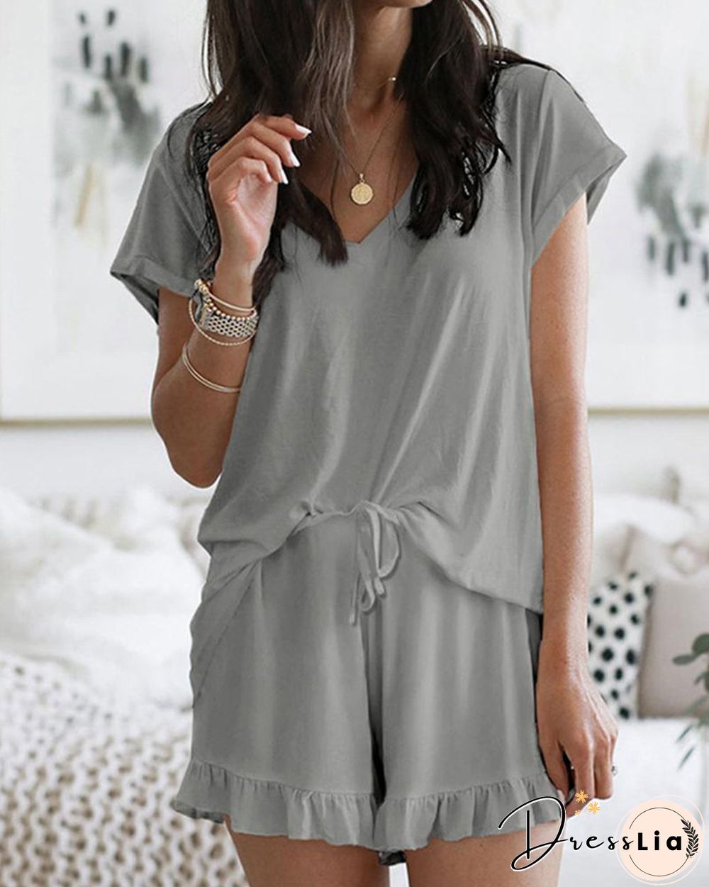 Solid Color Two-Piece Lounge Set P15097