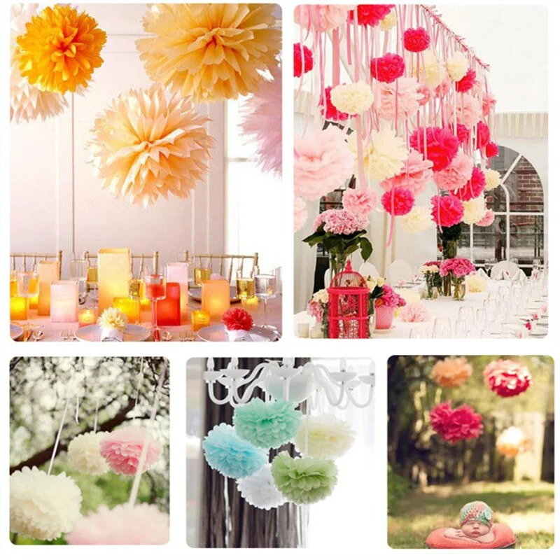 5PCS Handmade 6 (15CM) Tissue Paper Pom Poms Paper Flower Ball For Home Garden Party Wedding Birthday&Wedding Car Decoration