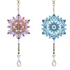 2pcs Snowflake DIY Acrylic Diamond Painting Wind Chime for Adult 5D Diamond Painting Suncatcher with Crystal Pendant Double Sided Hanging Diamonds Art Paint Ornament Gift for Home