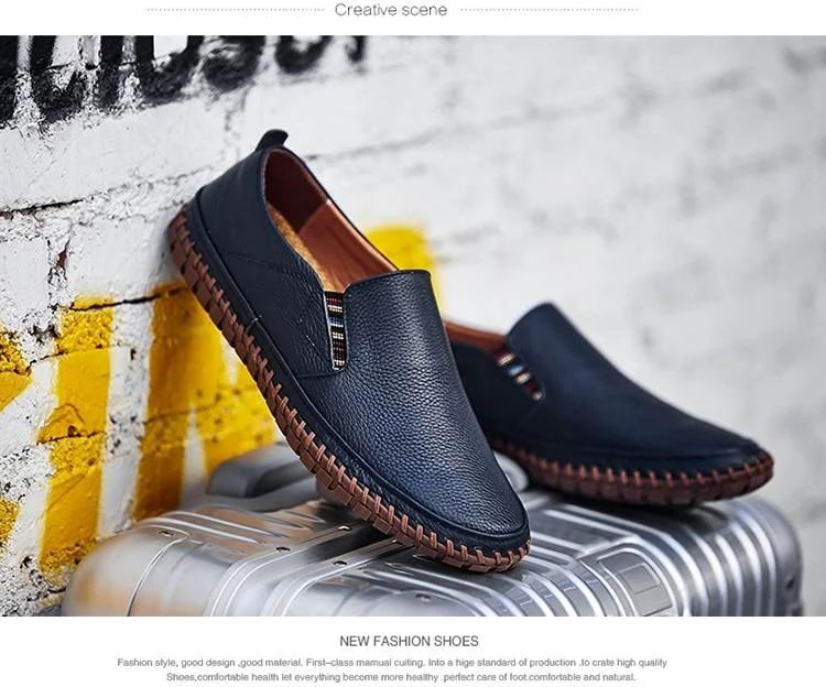 Leather Men Shoes Slip On Shoes Leather Loafers Mens Moccasins Shoes Italian Designer Shoes | EGEMISS
