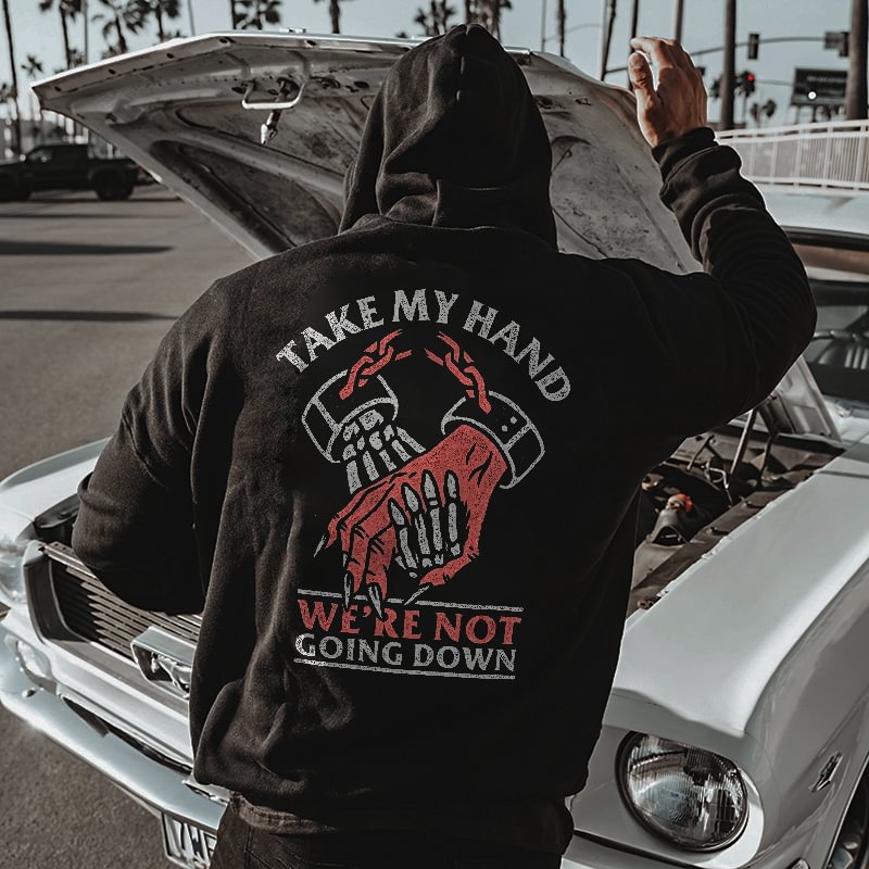 UPRANDY Take My Hand Printed Men's Casual Loose Hoodie -  UPRANDY