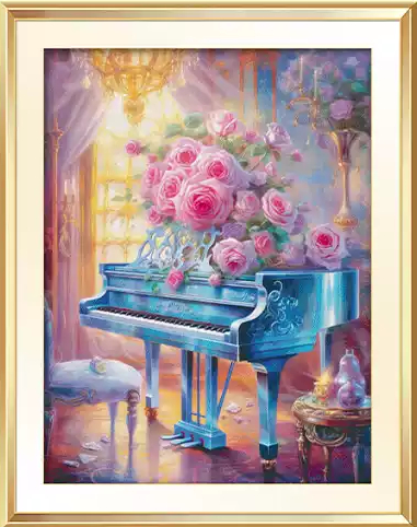 【KS Brand】Piano Flower Full 16CT Pre-stamped Canvas(93*77cm) 154 Colors Cross Stitch