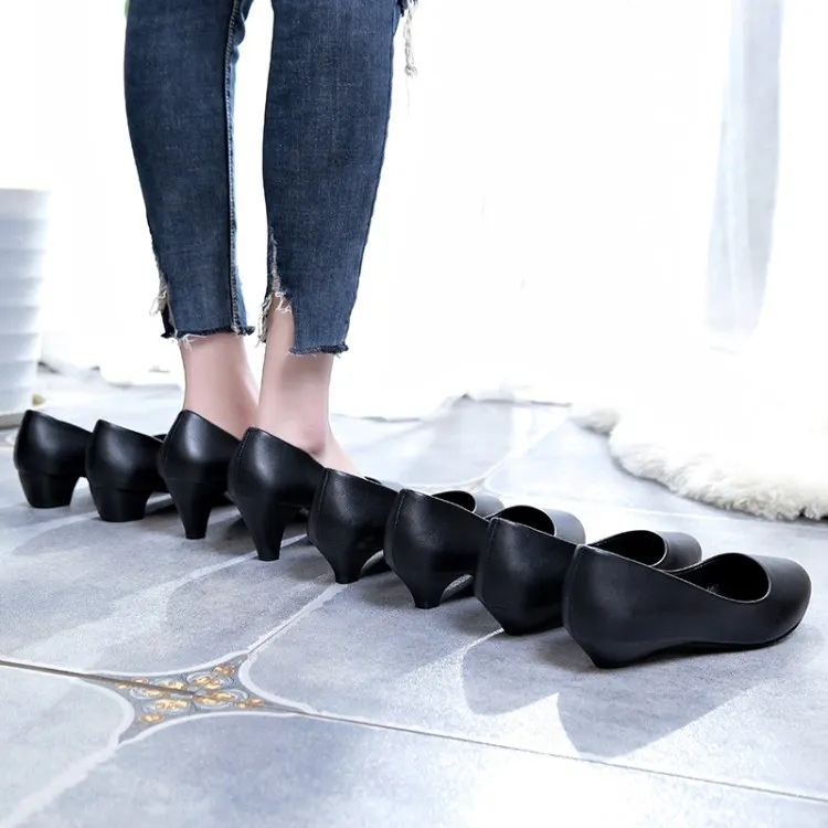 Yyvonne New White-Collar Low-Heeled Work Shoes Fashion Leather Coarse OL Single Shoes Vietnamese Side Trade Dress Women's Shoes