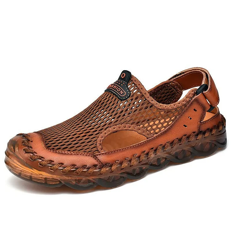 Summer Mesh Surface Breathable Beach Wading And Upstream Leisure Sandals Hand-sewn Large Size Men's Shoes  Stunahome.com