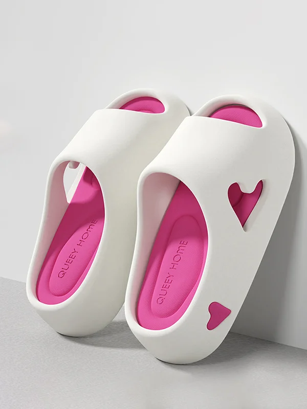Open Toe Hollow Contrast Color Slippers Platform Shoes