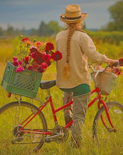 

Girl Strolling A Farm With Her Bike – Paint By Numbers - 40*50CM, 501 Original
