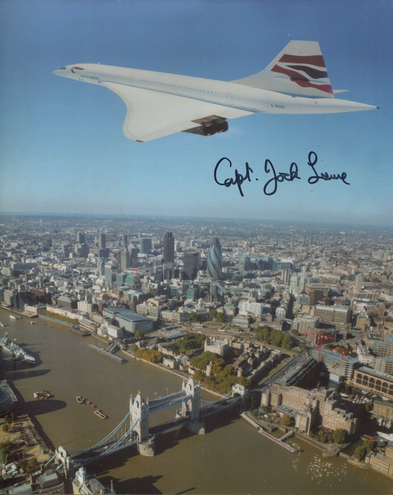 BA Concorde pilot Jock Lowe signed over London Bridge Photo Poster painting - UACC DEALER