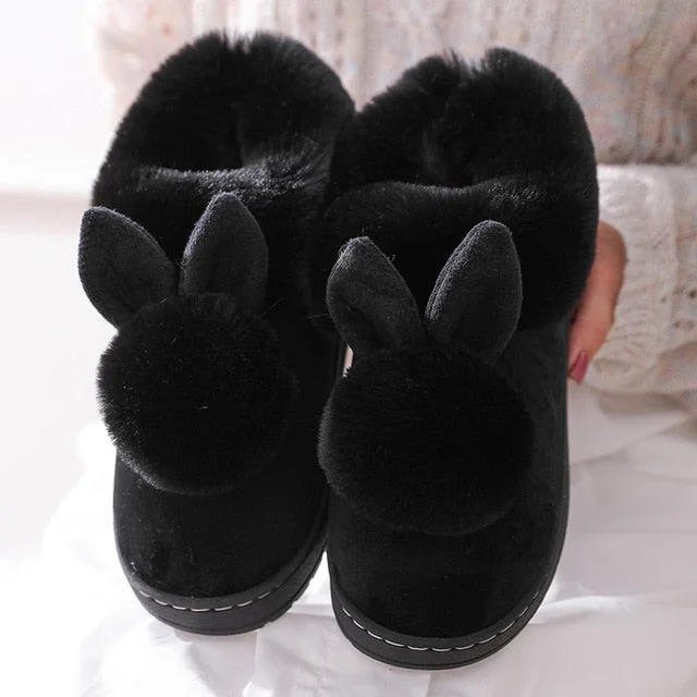 Winter Warm Faux Fur Bunny Slippers