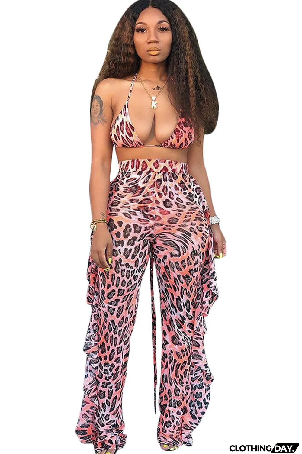 Yellow Polyester Sexy Fashion Stringy selvedge Print Tie Dye Patchwork Loose Sleeveless