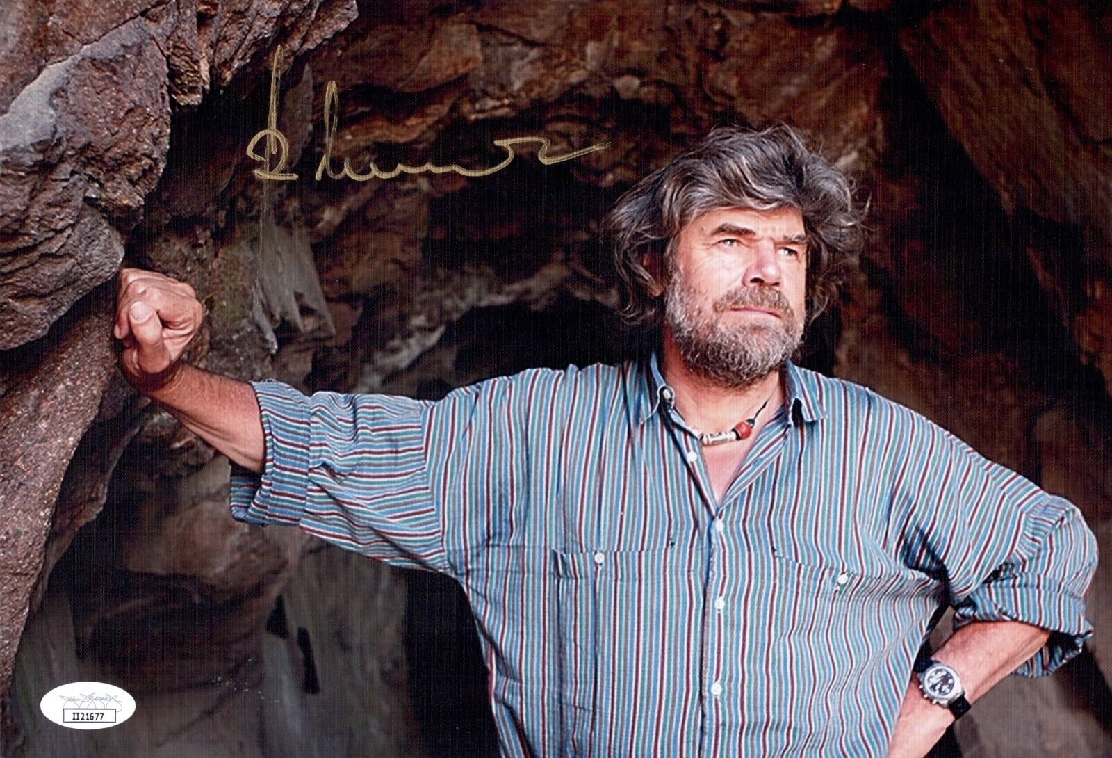 REINHOLD MESSNER Signed 8X12 MOUNTAINEER Photo Poster painting IN PERSON Autograph JSA COA Cert