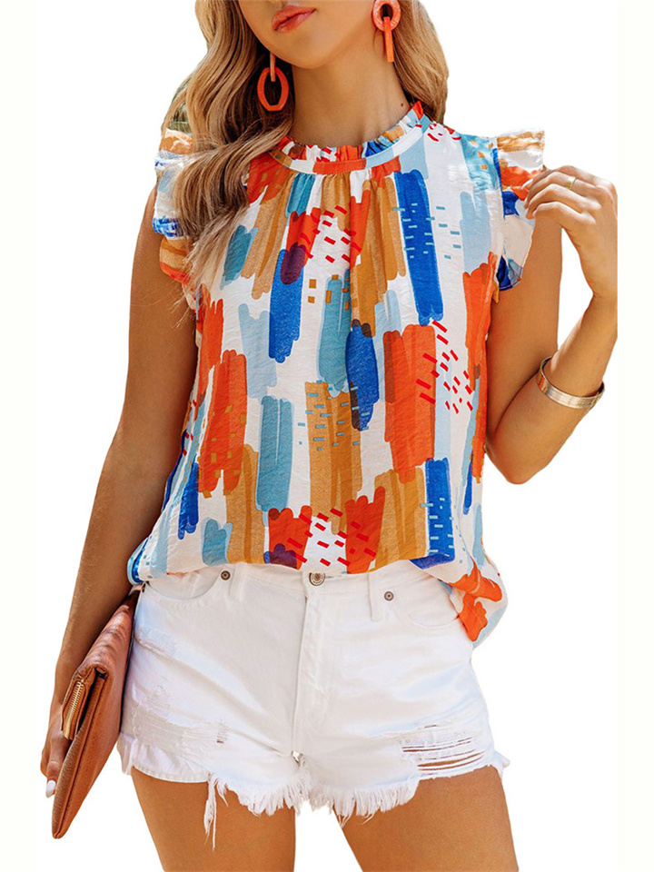 Summer New Loose Sleeveless Comfortable Casual Tops Women's Colorful Print Pullover Street Hipster Undershirt