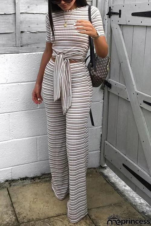 Stripe Knot Pants Set