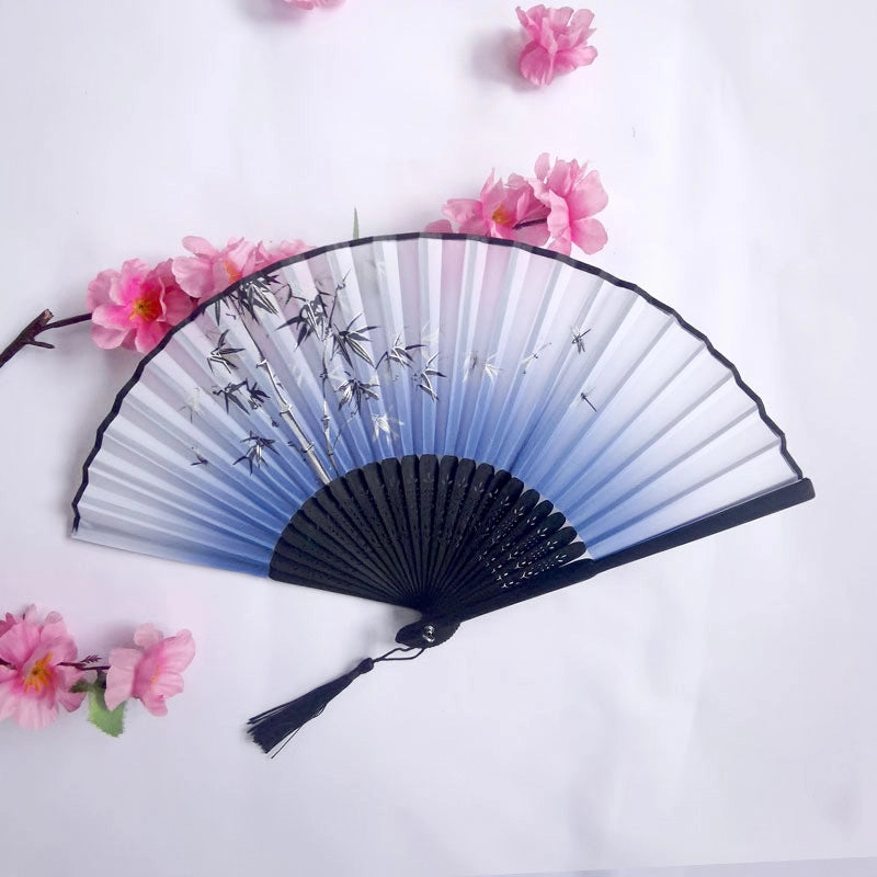 3 Pieces Ancient Style Folding Fan Female Classical Tassel Silk Fan Chinese Style Small Fan Portable Dance Craft National Fashion Fan Student Fan