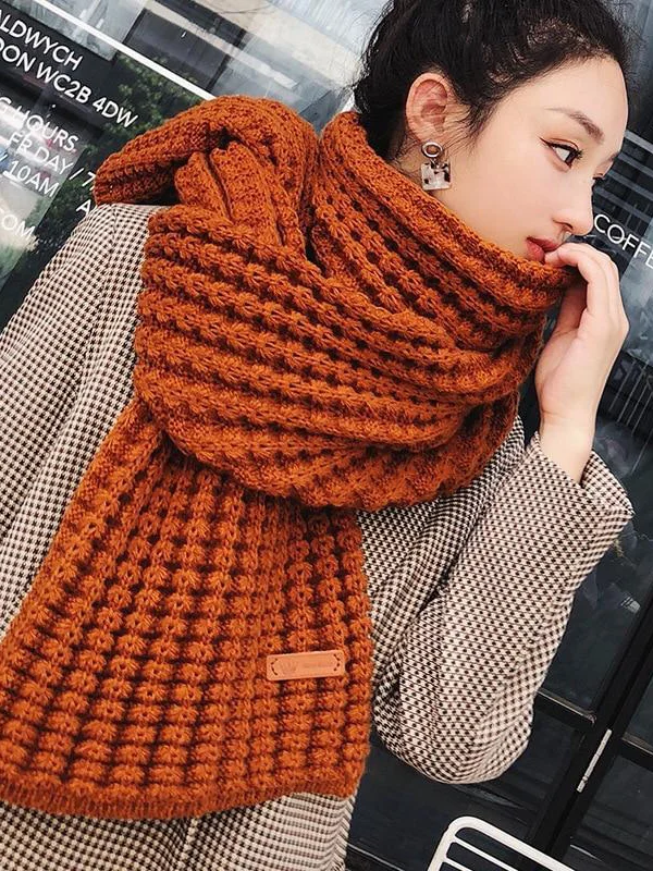 New Winter Knitted Scarf Fashion Women Warm Pashmina  Thickened Wool Scarf