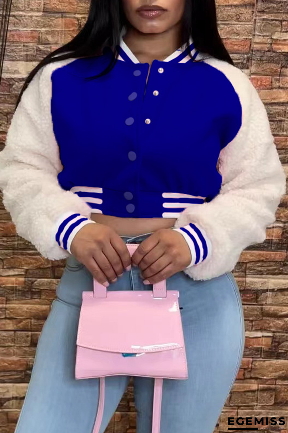 Blue Street Solid Buckle Cardigan Collar Outerwear | EGEMISS