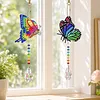 2PCS Butterfly 5D DIY Diamond Painting Wind Chimes Suncatcher Kit Double Sided Diamond Art Kits Suncatcher with Crystal Pendant for Home Wall Window Decor Adults DIY Art Craft