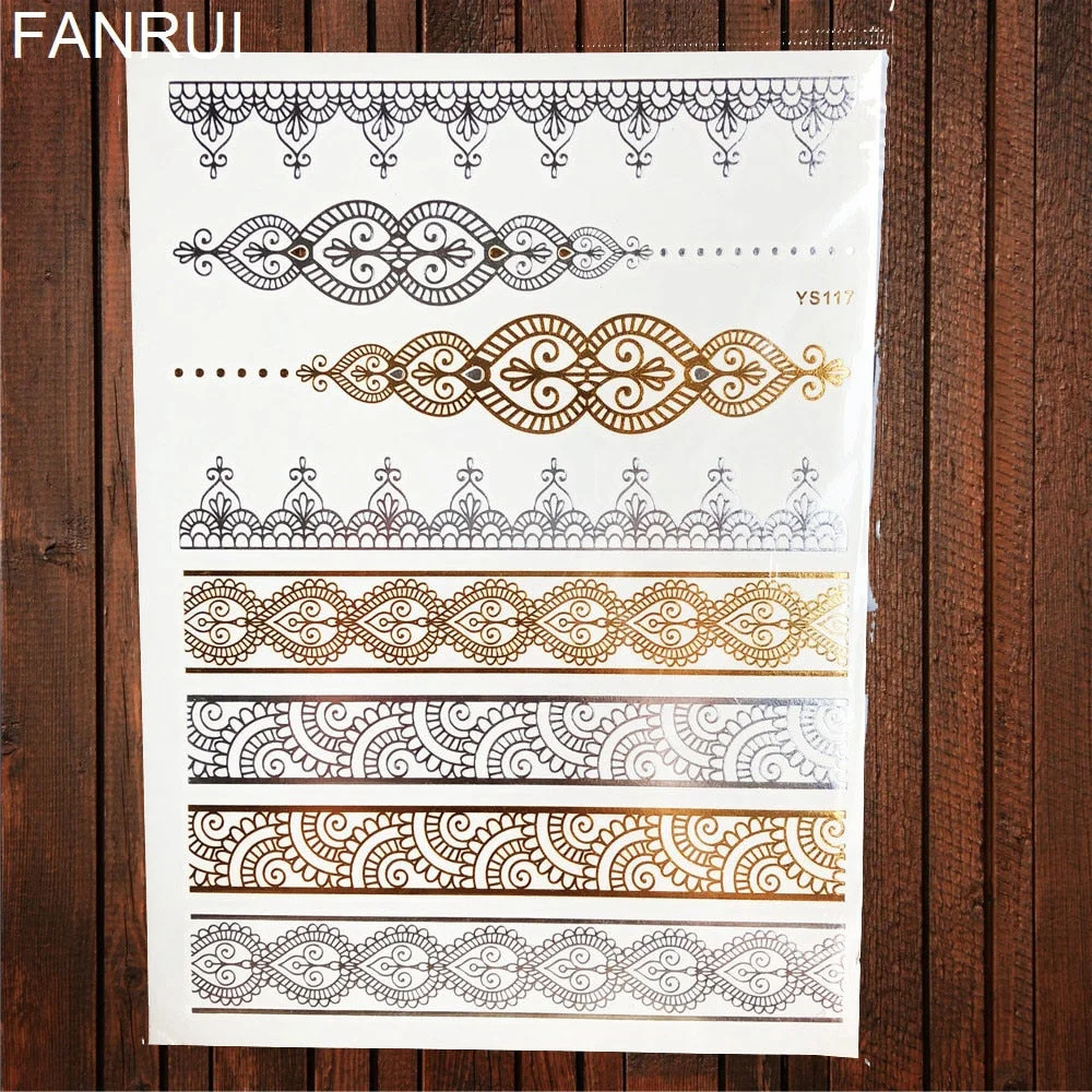 Star Moon Diamond Golden Metallic Tattoo Stickers Women Body Hands Art Temporary Tattoo Sexy Girl Leg Flash Tatto Glitter Metal
