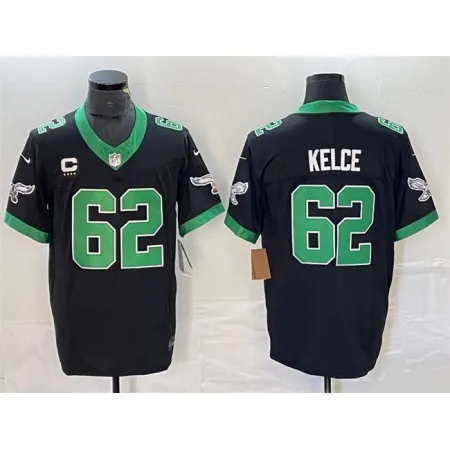 Men's Philadelphia Eagles #62 Jason Kelce Black 2023 F.U.S.E. With 4-Star C Patch Vapor Untouchable Limited Stitched Football Jersey SSQL