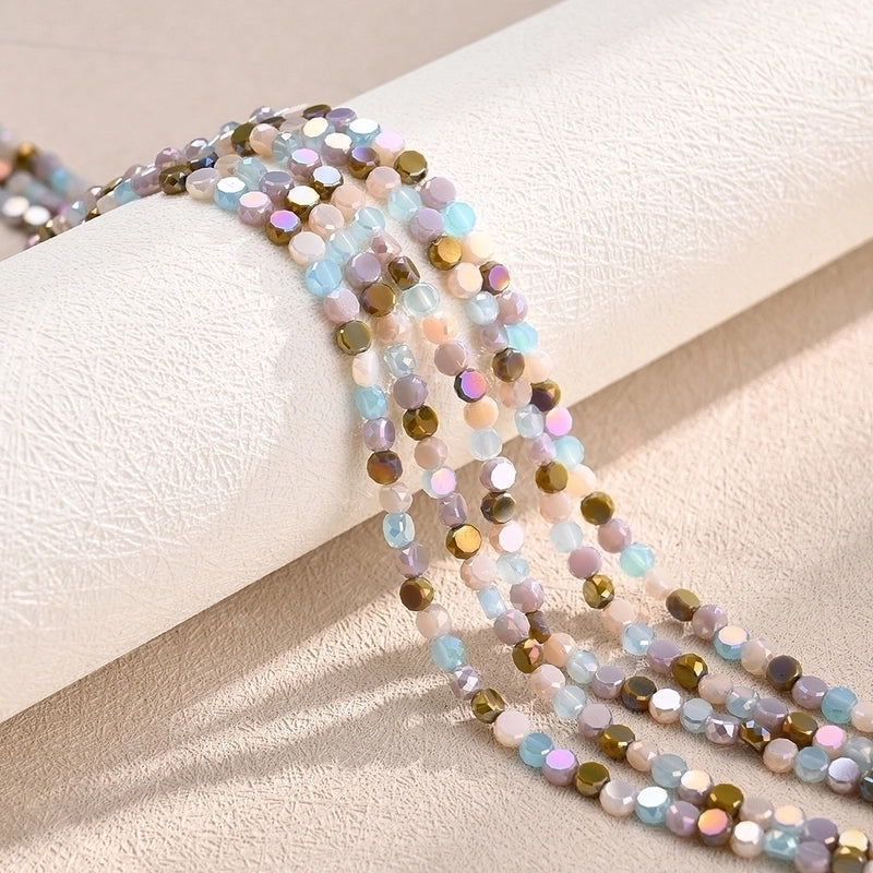 5 Strands/Package 4×2.5mm Hole Under 1mm Glass Electroplate Glass Beads Colorful Simple Candy Beads